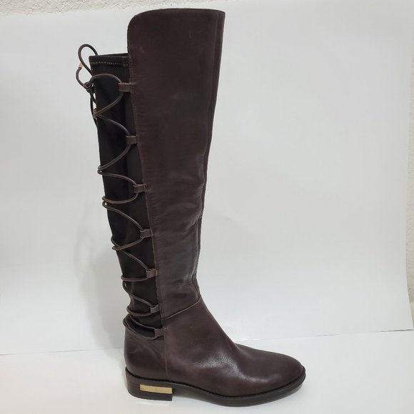 Vince Camuto Parle over the knee boot leather brown lace up - Picture 1 of 9